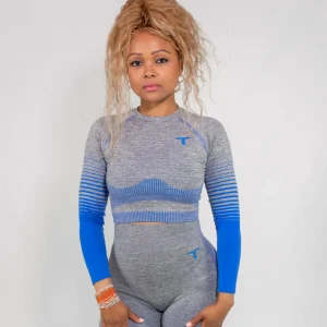 Haut Court à MancheS longueS TimsBlue TchimoTeam -Fitness - Femmes