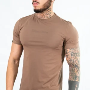 Brown T-Shirt à Manches Courtes TchimoTeam Hommes Fitness