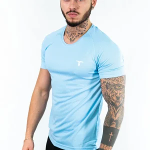 TchimoTeam T-Shirt de Sport Graphic Sky-Blue - Hommes Fitness