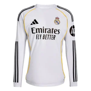 MAILLOT REAL MADRID MANCHES LONGUES DOMICILE BLANC HOMME 2025/2026